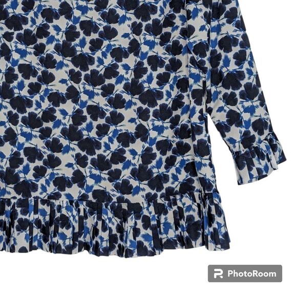 Like NEW! BR Womens Blouse Floral Vine Tunic, Navy, Blue & White, Sz S - Picture 4 of 6